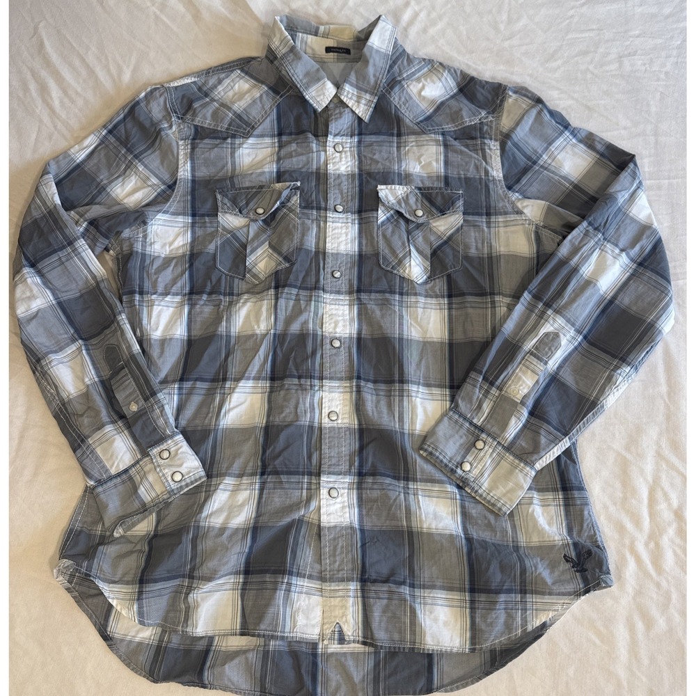 American Eagle Outfitter's Men's Pearl Snap Long Sleeve Vintage Fit Shirt XL